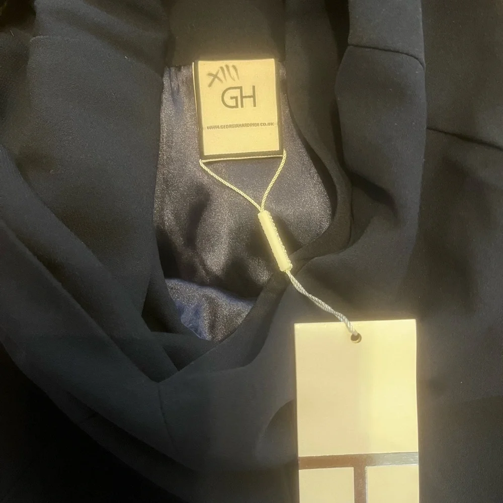 NWT Georgia Hardinge Navy Structural Asymmetrical Pleated Dress Size S - Picture 6 of 6